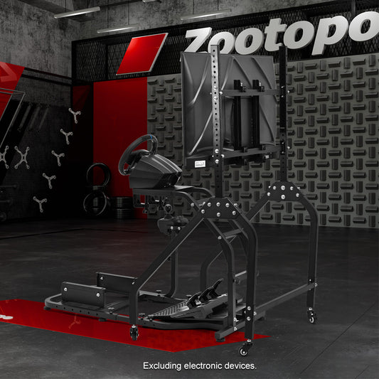 Zootopo Adjustable Racing Sim Cockpit with Monitor Stand Unobstructed Design for Both Legs Fit for Logitech/Thrustmaster G29 G923 G25 T80 T150 Racing Wheel Cockpit Not Include Steering Wheel,Pedals,Handbrake