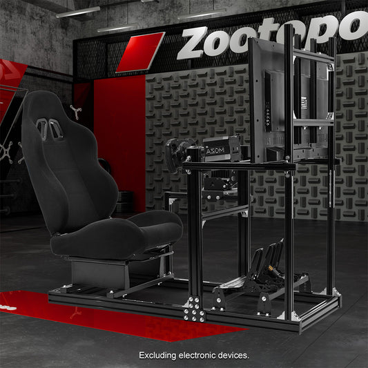Zootopo 3060 Aluminum Profile Racing Simulator Cockpit with Monitor Mount, Fit for Thrustmaster/Fanatec/Logitech G29 , Adjustable Driving Simulator cockpit, Does Not Include Steering Wheel, Pedals, or Handbrake