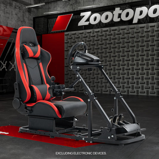 Zootopo Racing Simulator Cockpit with Red Seats, Fit for Logitech G923/G29/G920, Thrustmaster, Fanatec, Unlimited Adjustment,Not Included Shifter,Wheel,Pedals