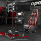 Zootopo 3060 Aluminum Profile Racing Simulator Cockpit with Red Seat and Triple-monitor Setup, Fit for Thrustmaster,for Fanatec,for Logitech G29 , Adjustable Driving Simulator Cockpit, Does Not Include Steering Wheel, Pedals, or Handbrake