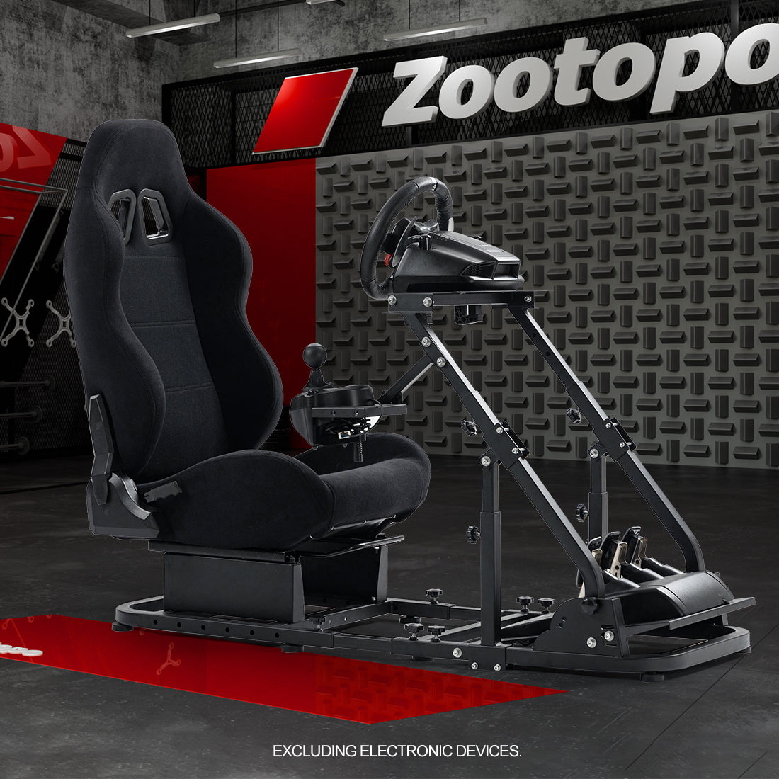 Zootopo Racing Simulator Cockpit with Black Seat Fit for Logitech G923/G29/G920, Thrustmaster, Fanatec,  Unlimited Adjustment,Not Included Shifter,Wheel,Pedals
