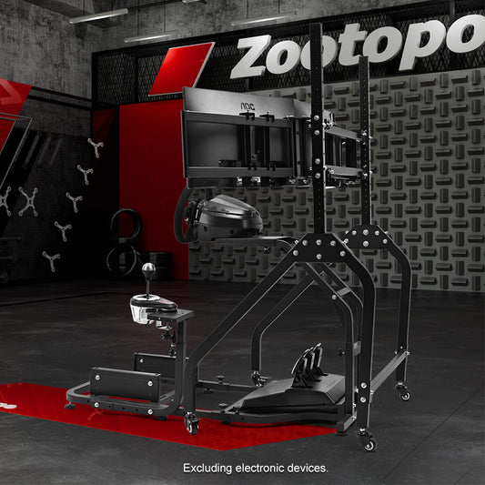 Zootopo Adjustable Racing Sim Cockpit with Triple Monitor Stand Unobstructed Design for Both Legs Fit for Logitech/Thrustmaster G29 G923 G25 T80 T150 Racing Wheel Cockpit Not Include Steering Wheel,Pedals,Handbrake