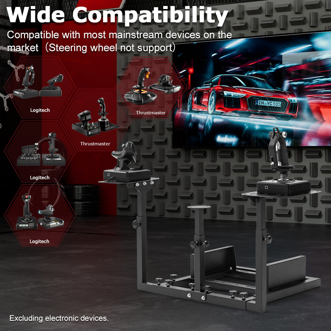 Zootopo Flight Simulator Cockpit  Fit for Logitech X52 PRO,X56, Thrustmaster T16000M,HotasWarthing Flight Stick,Unlimited Adjustment,Not Include Steering Wheel,Pedals,Handbrake and Joystick