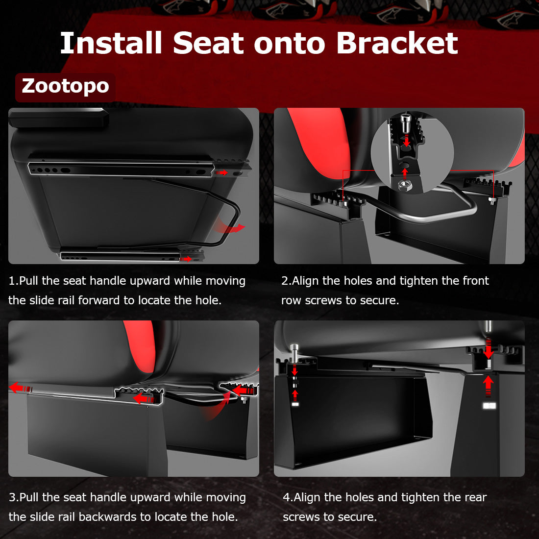 Zootopo Professional Racing Simulator Cockpit Frame with Red Seat, Fit for Logitech G920/Thrustmaster/Moza, Streamlined Dual-arm Design, No Wheel, Pedals, Handbrake and Monitor Stand