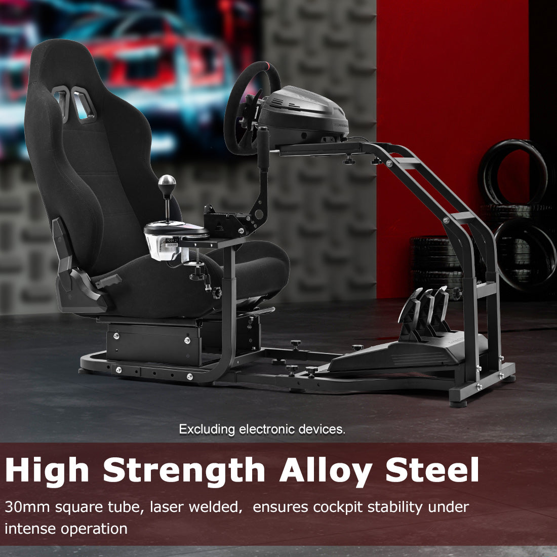 Zootopo Adjustable Racing Sim Cockpit with Red Seat Unobstructed Design for Both Legs Fit for Logitech/Thrustmaster G29 G923 G25 T80 T150 Racing Wheel Cockpit Not Include Steering Wheel,Pedals,Handbrake
