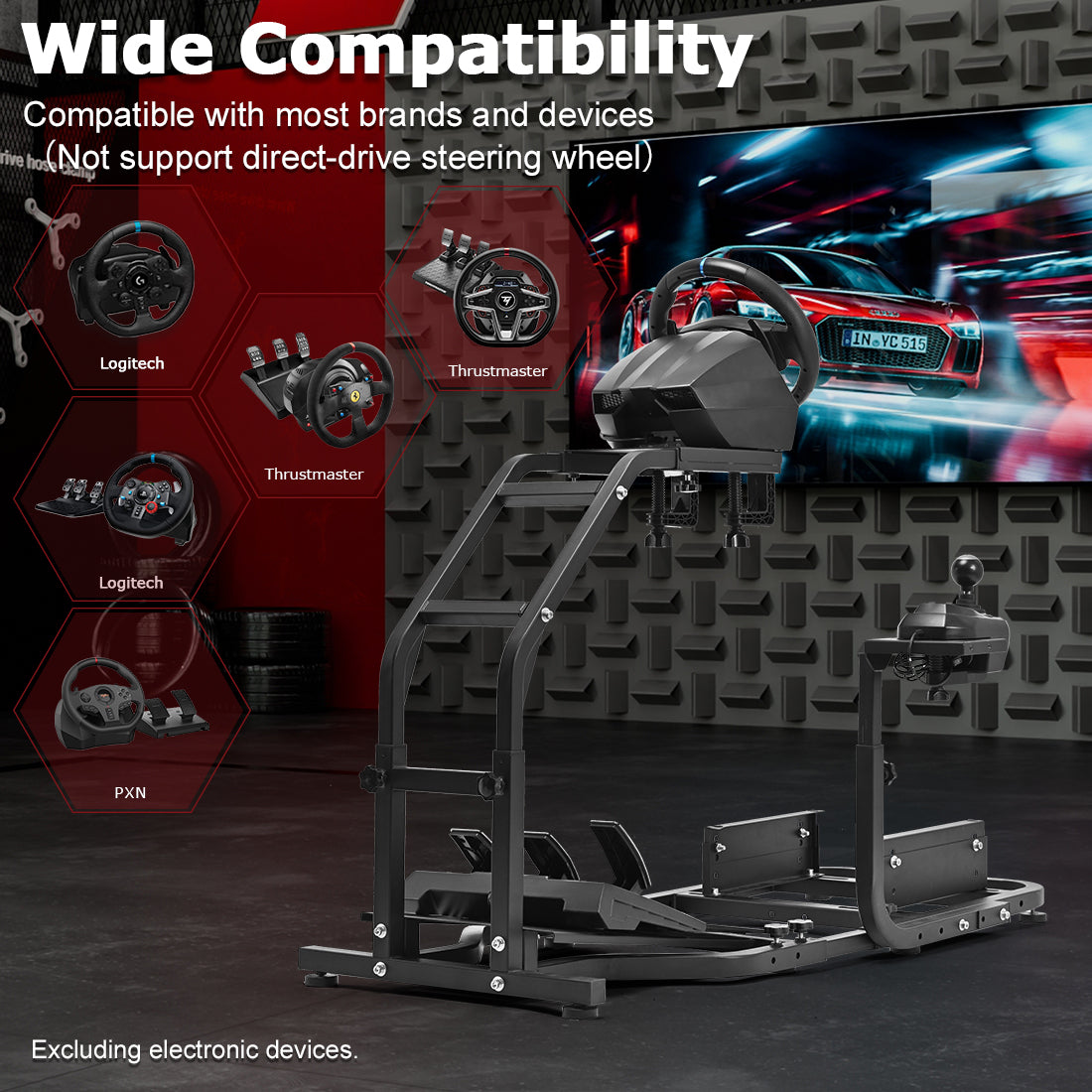 Zootopo Adjustable Racing Sim Cockpit Unobstructed Design for Both Legs Fit for Logitech/Thrustmaster G29 G923 G25 T80 T150 Racing Wheel Cockpit Not Include Steering Wheel,Pedals,Handbrake
