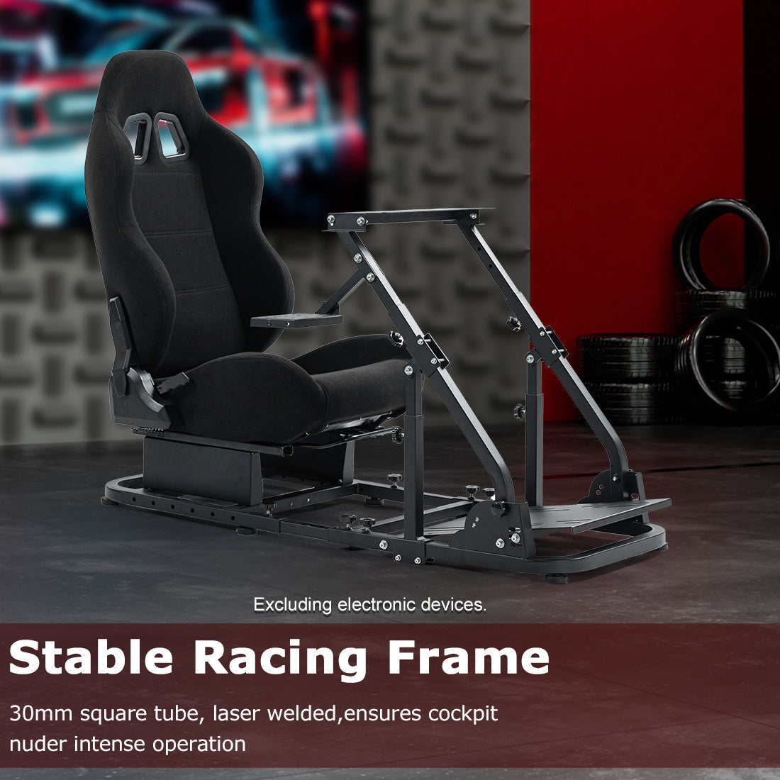 Zootopo Racing Simulator Cockpit with Black Seat Fit for Logitech G923/G29/G920, Thrustmaster, Fanatec,  Unlimited Adjustment,Not Included Shifter,Wheel,Pedals