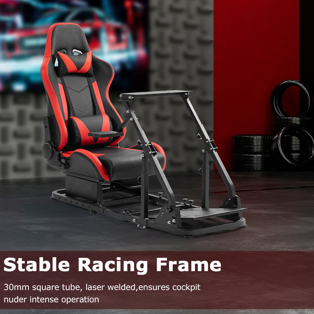 Zootopo Racing Simulator Cockpit with Red Seats, Fit for Logitech G923/G29/G920, Thrustmaster, Fanatec, Unlimited Adjustment,Not Included Shifter,Wheel,Pedals