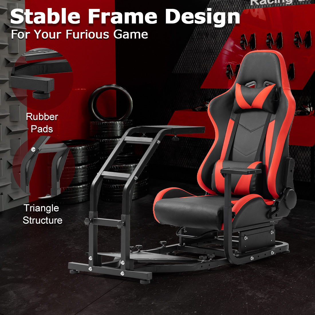 Zootopo Adjustable Racing Sim Cockpit with Red Seat Unobstructed Design for Both Legs Fit for Logitech/Thrustmaster G29 G923 G25 T80 T150 Racing Wheel Cockpit Not Include Steering Wheel,Pedals,Handbrake