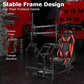 Zootopo Adjustable Racing Sim Cockpit with Red Seat Unobstructed Design for Both Legs Fit for Logitech/Thrustmaster G29 G923 G25 T80 T150 Racing Wheel Cockpit with Triple Monitor Stand Not Include Steering Wheel,Pedals,Handbrake