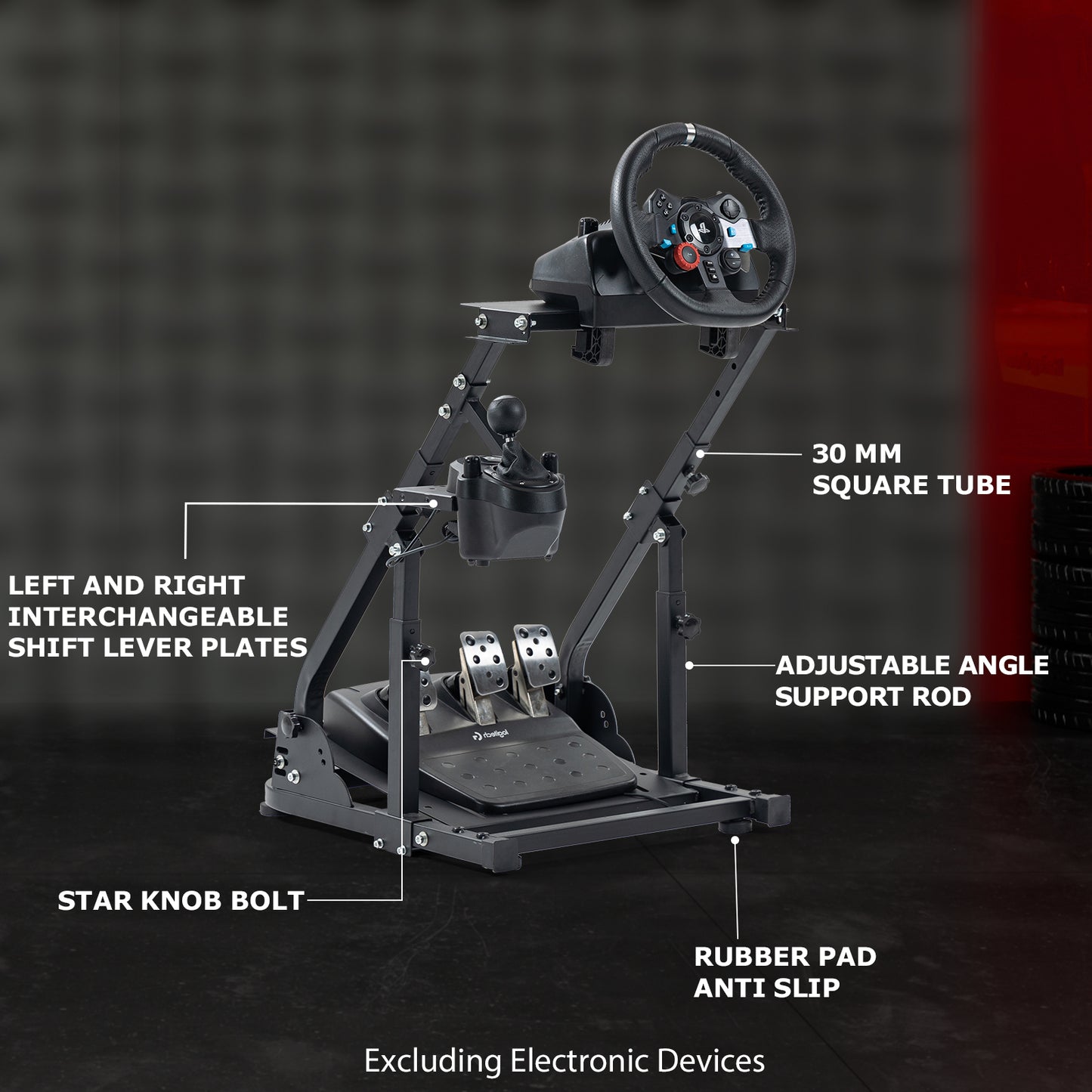 Zootopo G923 Racing Steering Wheel Stand with Reinforcement Bar Fit for Logitech Thrustmaster G27,G29,G920 T300RS,T80,T150 Driving Simulator Stand, Not Include Steering Wheel,Pedals,Handbrake