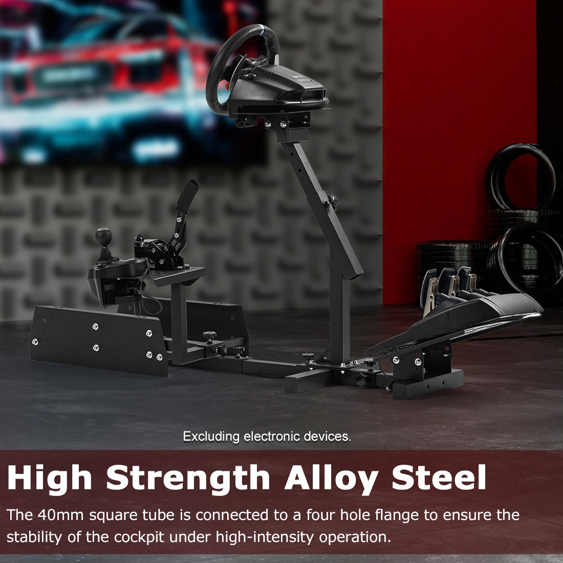 Zootopo Driving Simulator Cockpit Racing Wheel Mount, Compatible with Logitech G25/G27/G29/G920, Featuring Adjustable-height Gaming Frame with Shifter Bracket,Does Not Include Steering Wheel, Pedals, or Handbrake