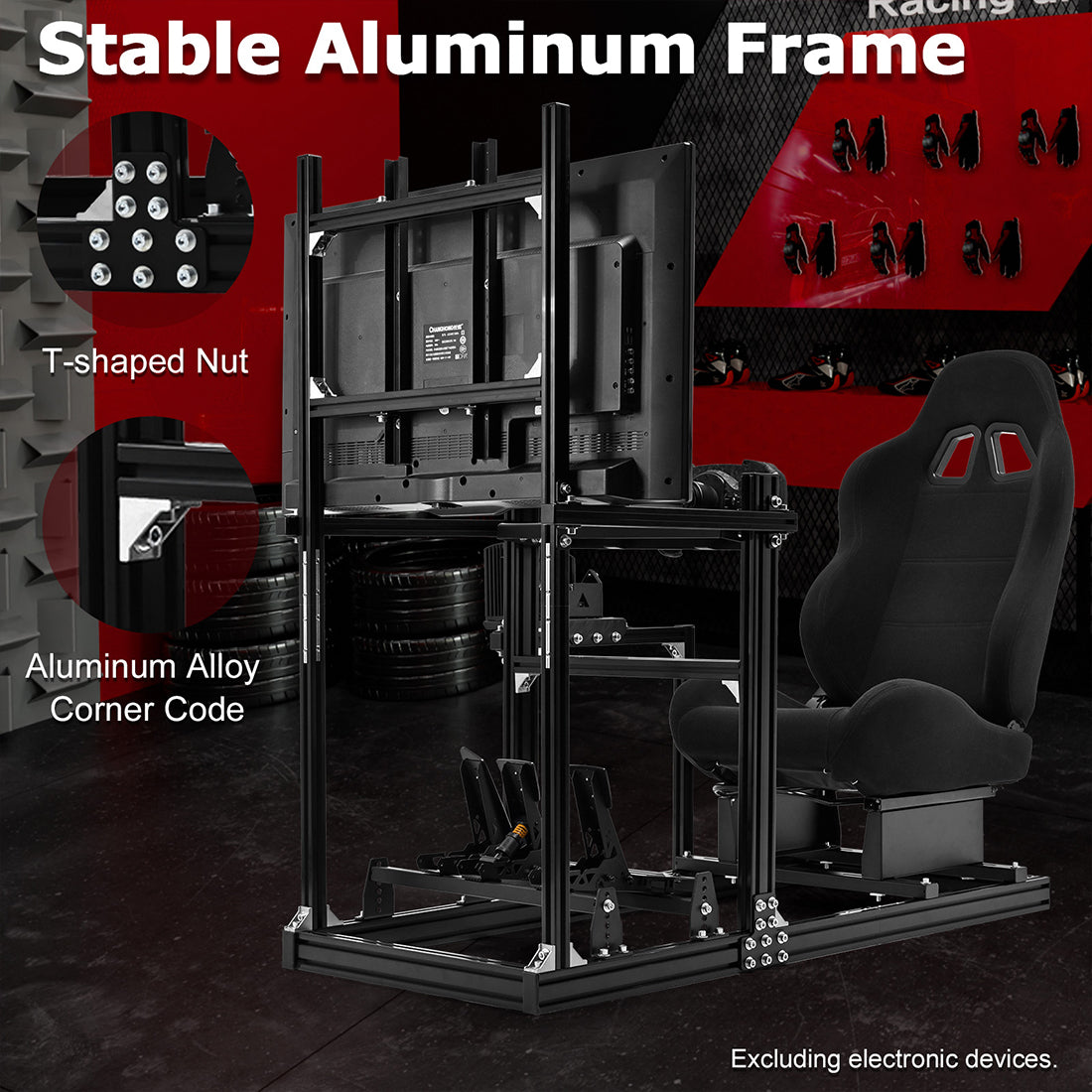 Zootopo 3060 Aluminum Profile Racing Simulator Cockpit with Monitor Mount, Fit for Thrustmaster/Fanatec/Logitech G29 , Adjustable Driving Simulator cockpit, Does Not Include Steering Wheel, Pedals, or Handbrake