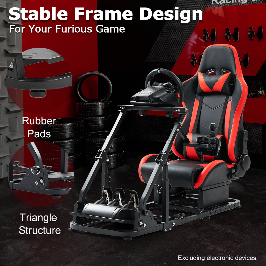 Zootopo Racing Simulator Cockpit with Red Seats, Fit for Logitech G923/G29/G920, Thrustmaster, Fanatec, Unlimited Adjustment,Not Included Shifter,Wheel,Pedals