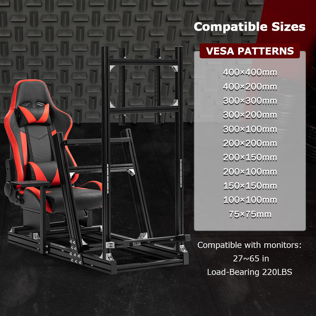 Zootopo 8040 Aluminum Profile Racing Simulaor Cockpit with Red Seat & Monitor Frame Fit for Logitech/Thrustmaster/Fanatec G920,G923&T80 Professional,F1 Trunk,No Handbrake,Pedals,Steering Wheel
