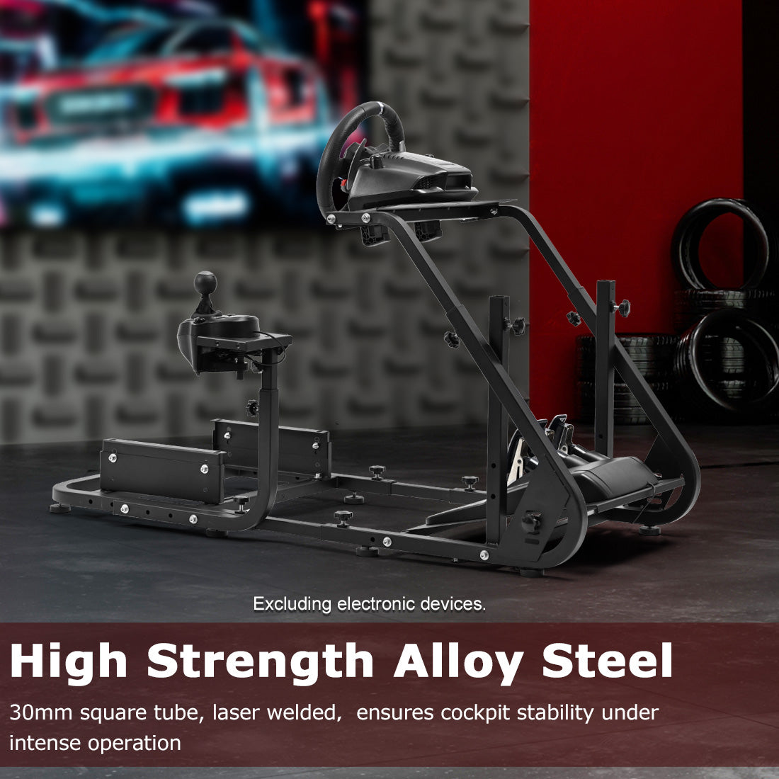 Zootopo Racing Simulator Cockpit Mountable Monitor Stand&Adjustable, Fits for Logitech/Thrustmaster/Fanatec G920 G923 G29&T80 T150, Frame Double Arm Reinforcement, No Steering Wheel,Pedal,Handbrake,Seat