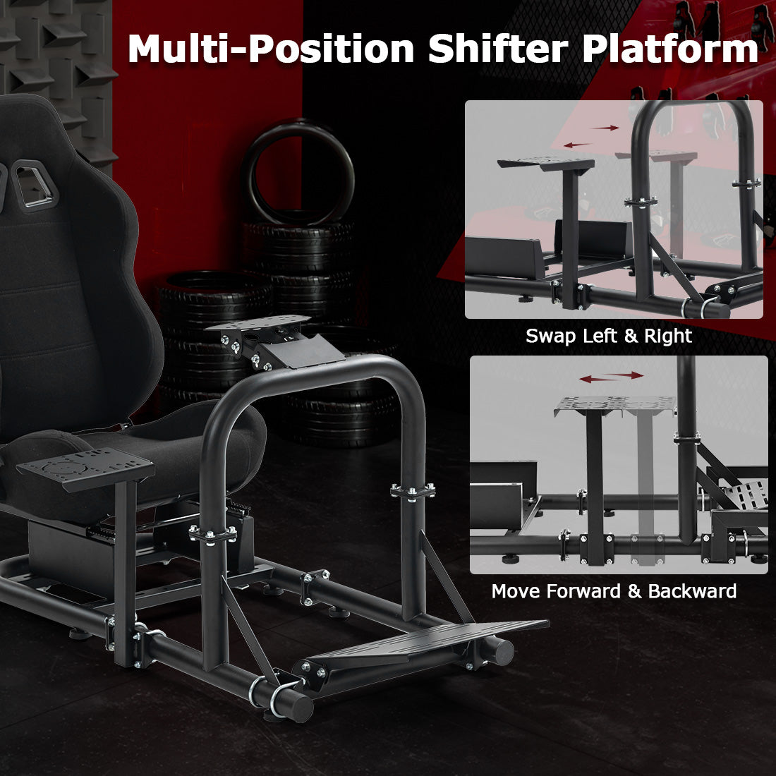 Zootopo Racing Driving Simulator Cockpit with Black Seat Stability Upgrade Fit for Logitech/Thrustmaster/Fanatec G27,G29,G920,G923,T300RS &CSL-DD Wheel Frame,No Steering Wheel,Pedal,Handbrake