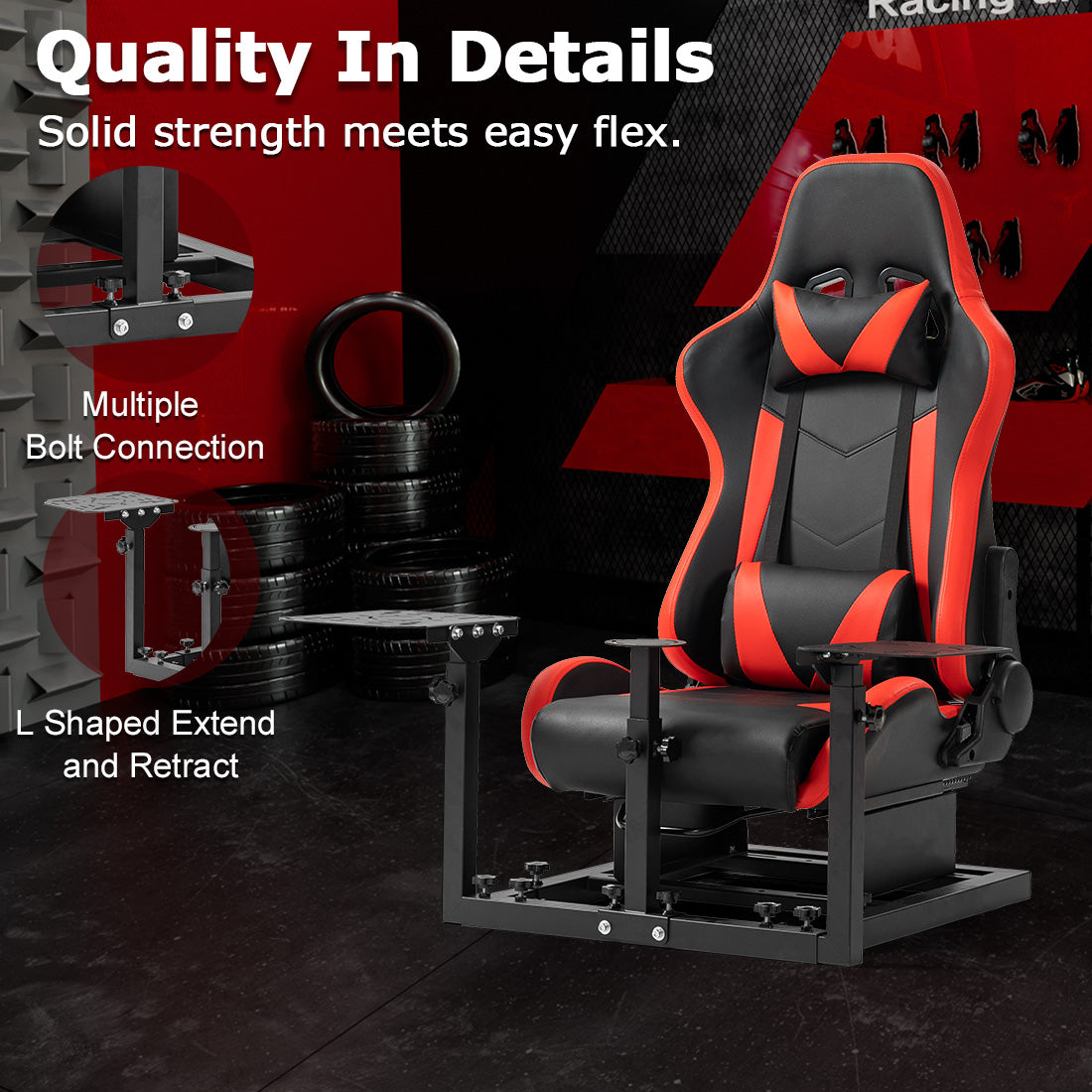 Zootopo Flight Simulator Cockpit with Red Seat Fit for Logitech X52 PRO,X56, Thrustmaster T16000M,HotasWarthing Flight Stick,Unlimited Adjustment,Not Include Steering Wheel,Pedals,Handbrake and Joystick