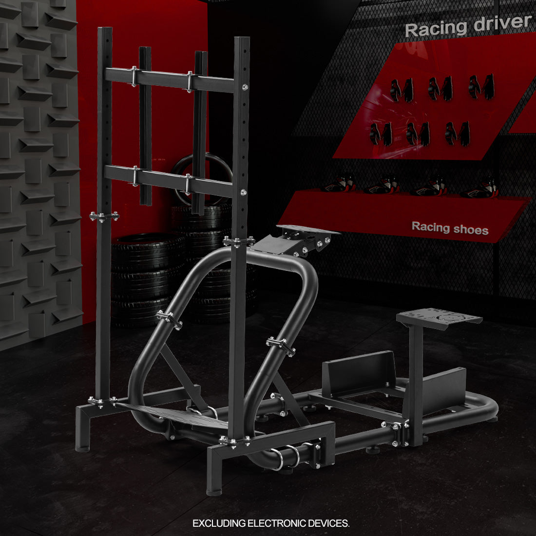 Zootopo Professional Racing Simulator Cockpit with Monitor Stand, Fit for Logitech G920/Thrustmaster/Moza, Streamlined Dual-arm Design, No Wheel, Pedals, Handbrake, Seat,and Monitor