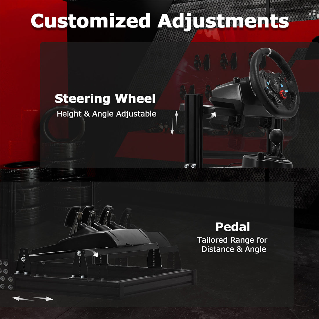 Zootopo Racing Simulator Cockpit with Monitor Mount, crafted from 3060 Aluminum Profile, Fit for Thrustmaster/Fanatec/Logitech G29 GPro, Unlimited Adjustment,Not Include Steering Wheel,Pedals,Handbrake