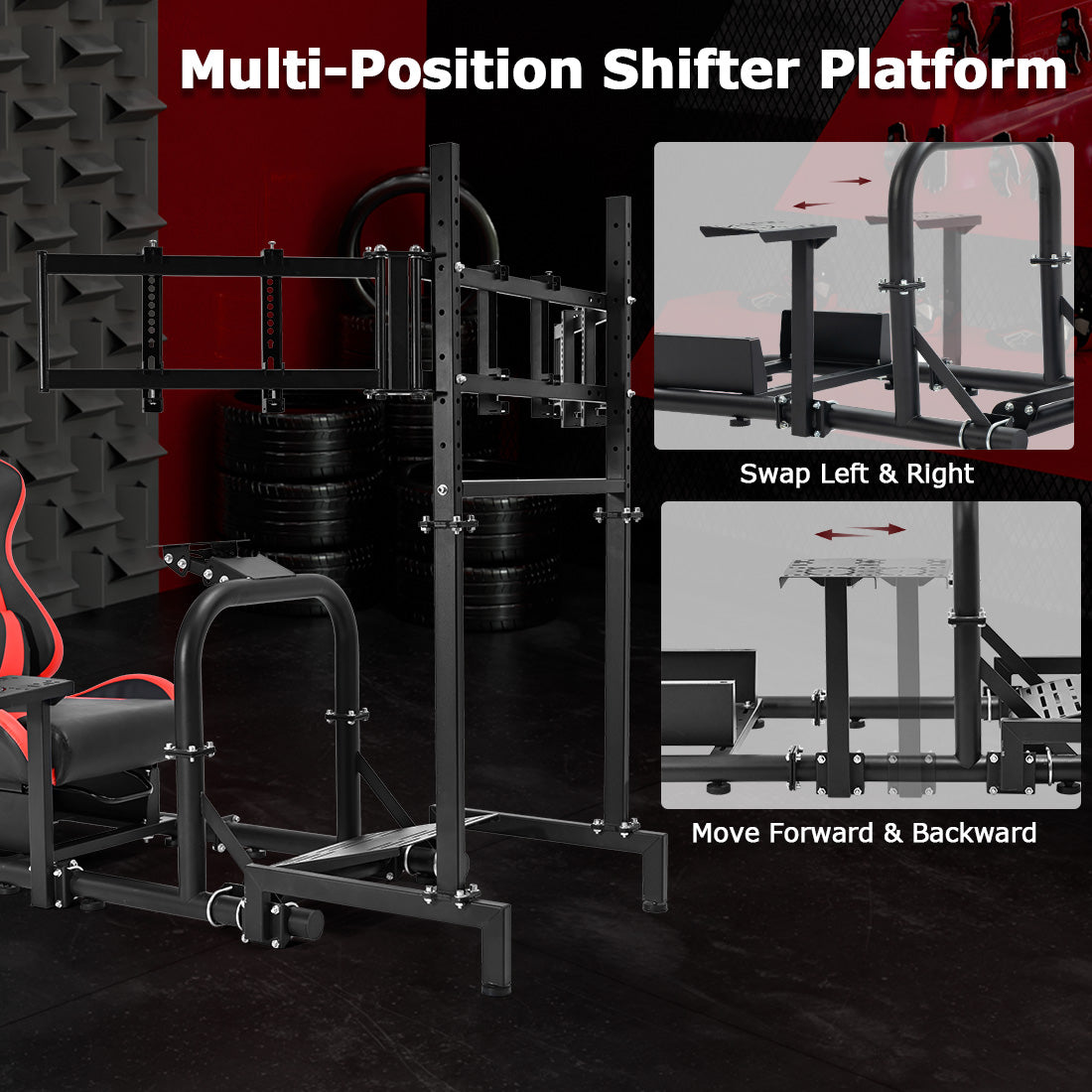 Zootopo Racing Sim Cockpit with Triple Monitor Mount and Seat Fits for Logitech/Thrustmaster/Fanatec/Moza G29 G920 G923 CSL-DD T248 Without Steering Wheel, Pedals ,TV and Shifter