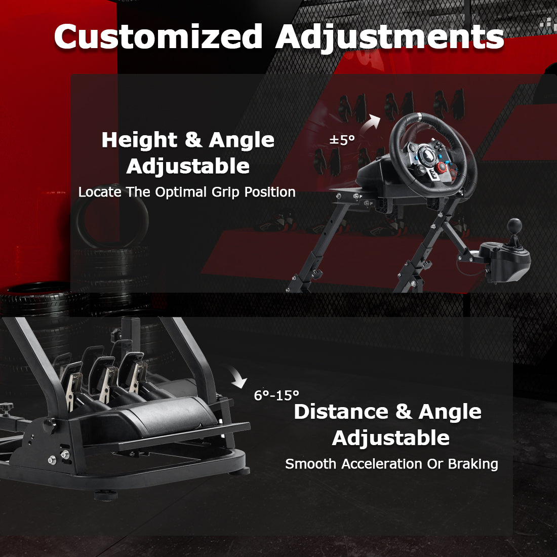Zootopo Racing Wheel Stand Fit for Logitech G25 G27 G29 G920,Unlimited Adjustment,Foldable Racing Simulator Cockpit Frame,Not Included Shifter,Wheel,Pedals
