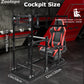 Zootopo 3060 Aluminum Profile Racing Simulator Cockpit with Red Seat and Triple-monitor Setup, Fit for Thrustmaster,for Fanatec,for Logitech G29 , Adjustable Driving Simulator Cockpit, Does Not Include Steering Wheel, Pedals, or Handbrake