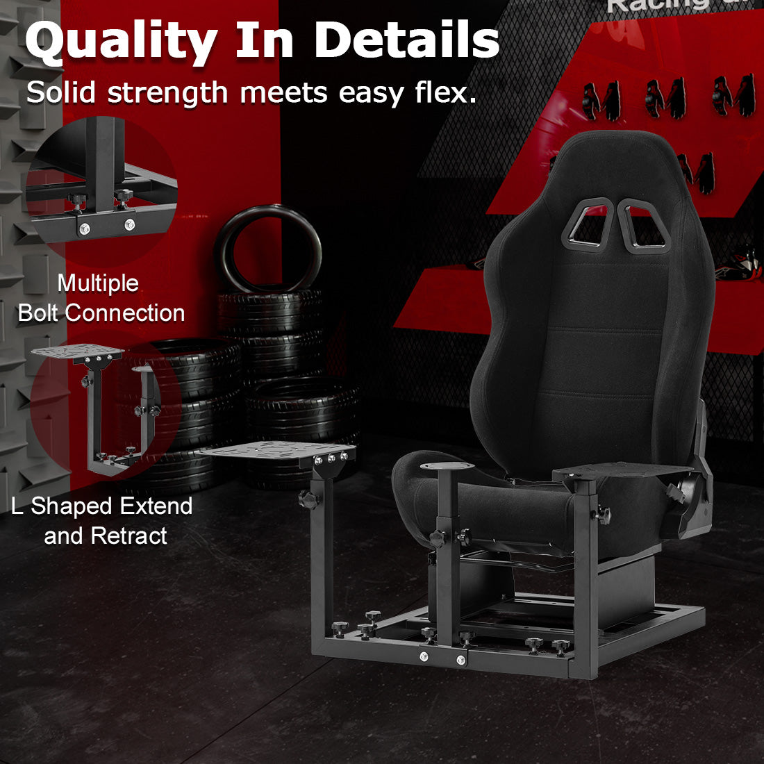 Zootopo Flight Simulator Cockpit with Black Seat Fit for Logitech X52 PRO,X56, Thrustmaster T16000M,HotasWarthing Flight Stick,Unlimited Adjustment,Not Include Steering Wheel,Pedals,Handbrake and Joystick