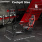Zootopo Adjustable Racing Sim Cockpit with Red Seat Unobstructed Design for Both Legs Fit for Logitech/Thrustmaster G29 G923 G25 T80 T150 Racing Wheel Cockpit with Triple Monitor Stand Not Include Steering Wheel,Pedals,Handbrake