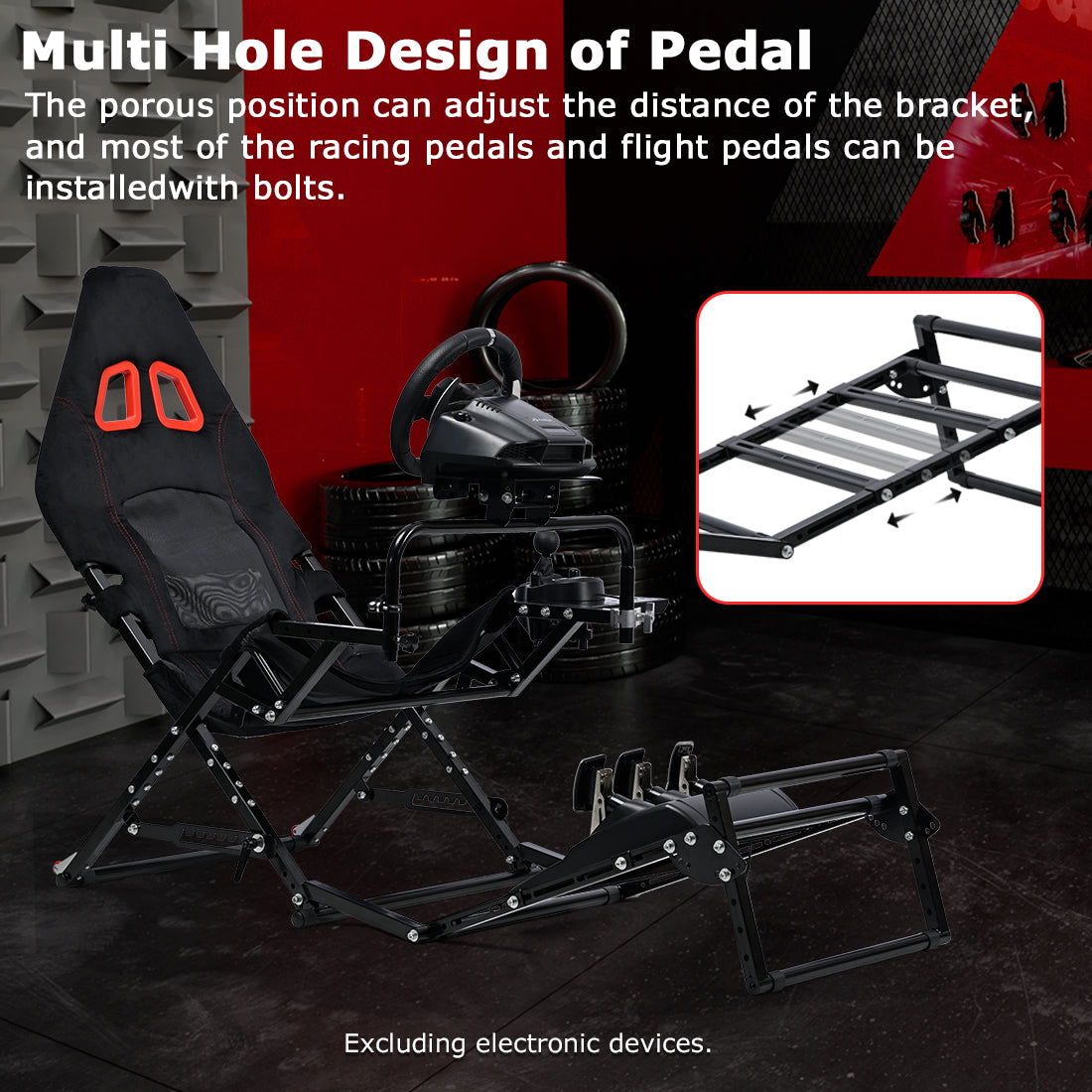 Zootopo Foldable X-Design Rig Racing Simulator Cockpit Frame  With Seat- Direct Drive Compatible Fit for Logitech/Thrustmaster/Fanatec G29 G920 G923 T248 T300 Not Included Wheel Shifter and Pedals