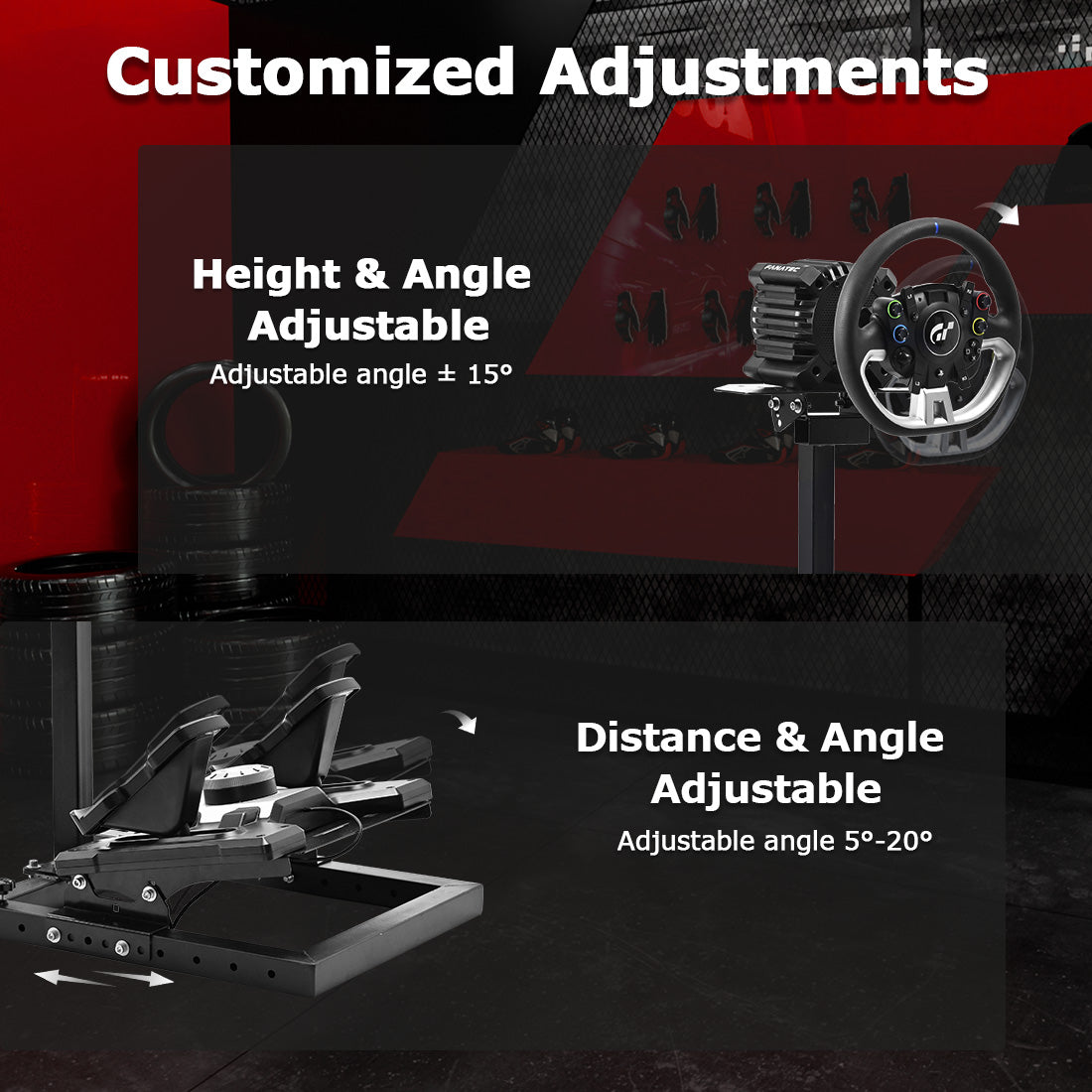 Zootopo Racing Wheel Stand fit for Logitech G25 G27 G29 G920, Thrustmaster T300RS T500RS, Unlimited Adjustment，Simulated Racing Game Stand without Steering Wheel Pedal Shifter