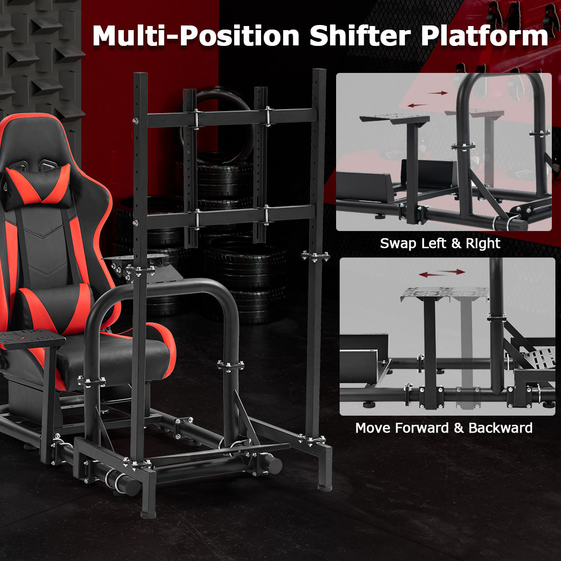 Zootopo Racing Cockpit with TV Stand & Red Seat Fit for Logitech, Thrustmaster,G27,G920,T500,Wheel Shifter Pedals Not Included