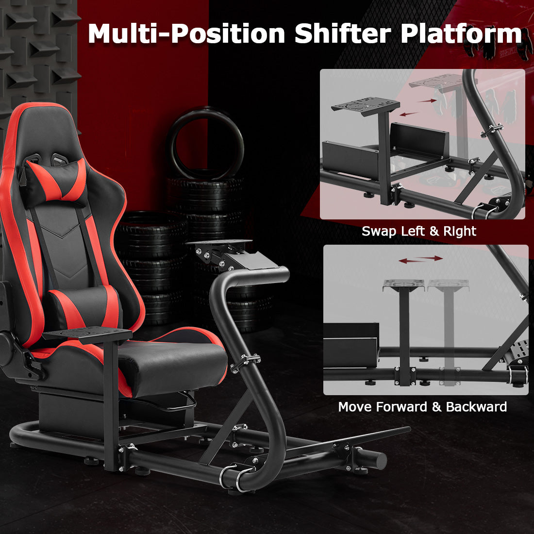 Zootopo Adjustable Racing Cockpit Red Seat Fit for Logitech, Thrustmaster,G923,G920,Wheel Shifter Pedals Not Included