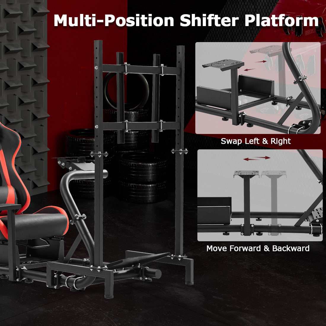 Zootopo Racing Cockpit with TV Stand &Red Seat Fit for Logitech,Thrustmaster G27 G920 T500 Wheel Shifter Pedals Not Included