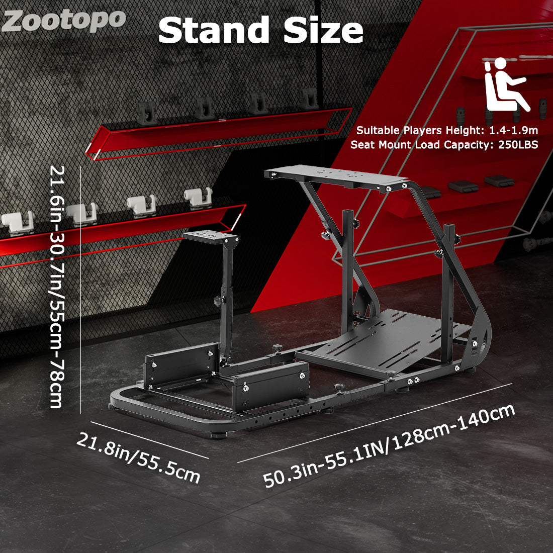 Zootopo Racing Simulator Cockpit Mountable Monitor Stand&Adjustable, Fits for Logitech/Thrustmaster/Fanatec G920 G923 G29&T80 T150, Frame Double Arm Reinforcement, No Steering Wheel,Pedal,Handbrake,Seat