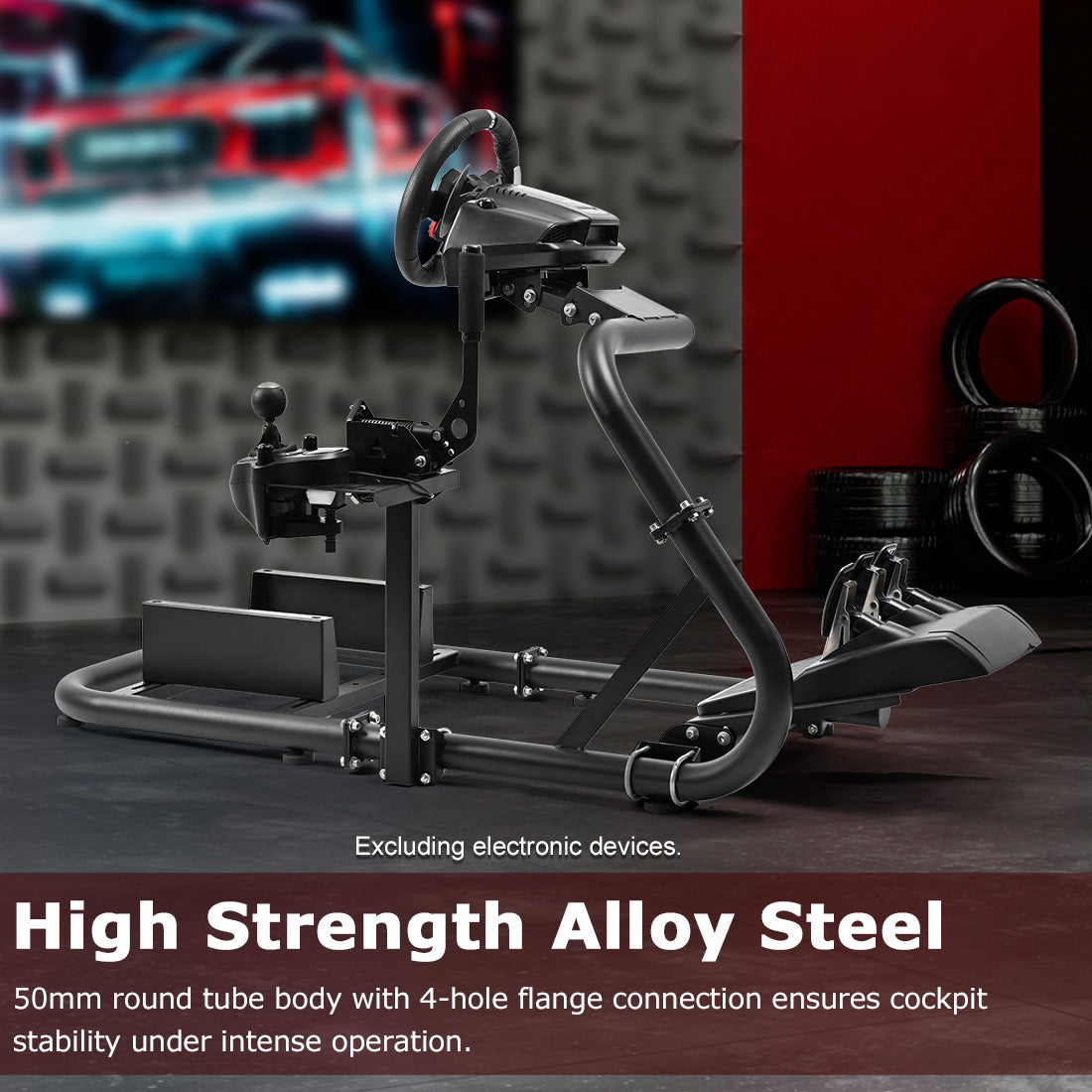 Zootopo Racing Sim Cockpit Wheel Stand fits for Logitech/Thrustmaster g25,g27,g923,t3pa,T248x,T80,T300RS TX, 50mm Round Tube Freedom Upgrade Steering Wheel Pedal Seat Not Included