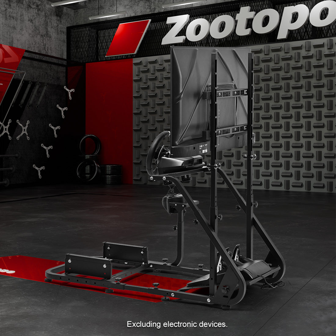 Zootopo Adjustable Sim Racing Cockpit with Monitor Mount, Fit for Logitech G923,Thrustmaster Wheels, Frame Double Arm Reinforcement, No Steering Wheel,Pedal,Display and Seat