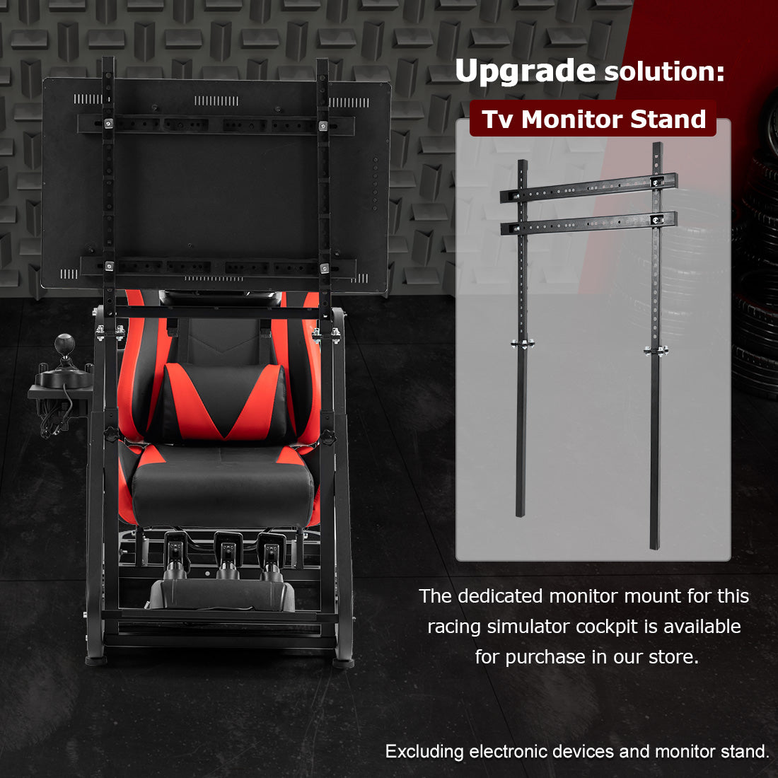 Zootopo Adjustable Sim Racing Cockpit with Red Seat, Fit for Logitech/Thrustmaster/Fanatec G920 G923 G29 Frame, Double Arm Reinforcement, No Steering Wheel, Pedal, Handbrake