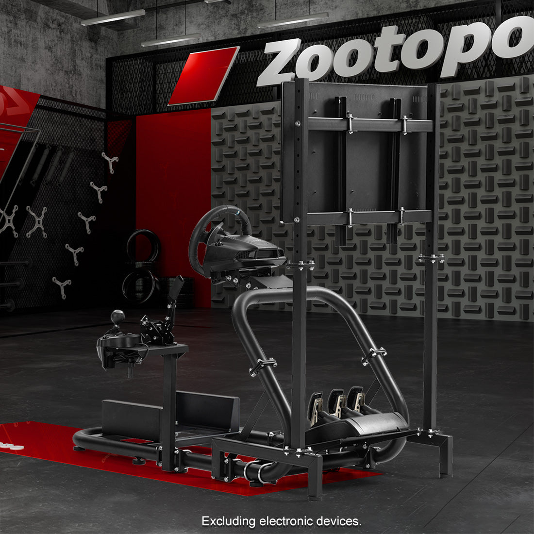 Zootopo Professional Racing Simulator Cockpit with Monitor Stand, Fit for Logitech G920/Thrustmaster/Moza, Streamlined Dual-arm Design, No Wheel, Pedals, Handbrake, Seat,and Monitor