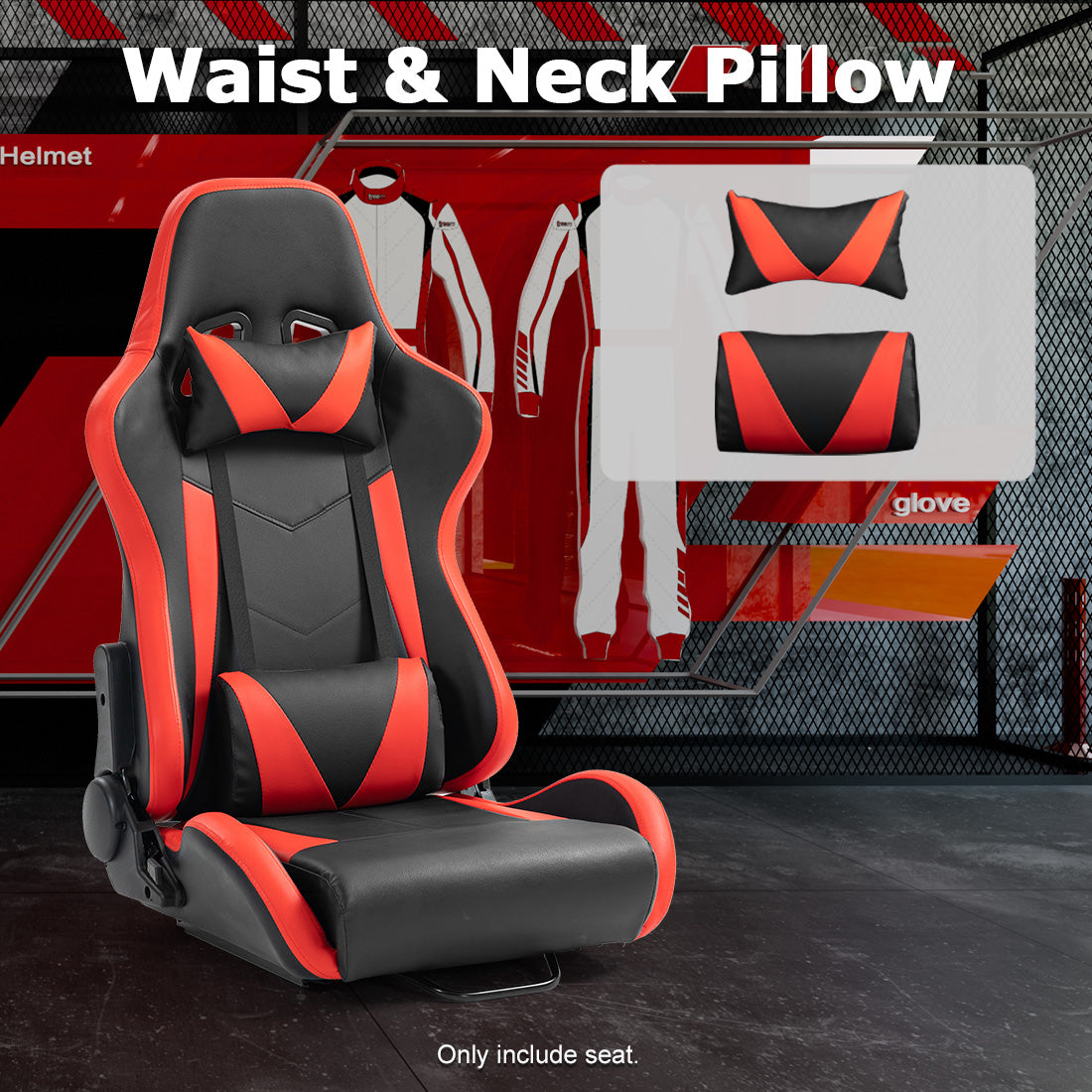 Zootopo Ergonomic Red Racing Seat with Adjustable Double Slides Fit Racing Simulator Cockpit Wheel Stand Gaming Chair Video Game Chairs