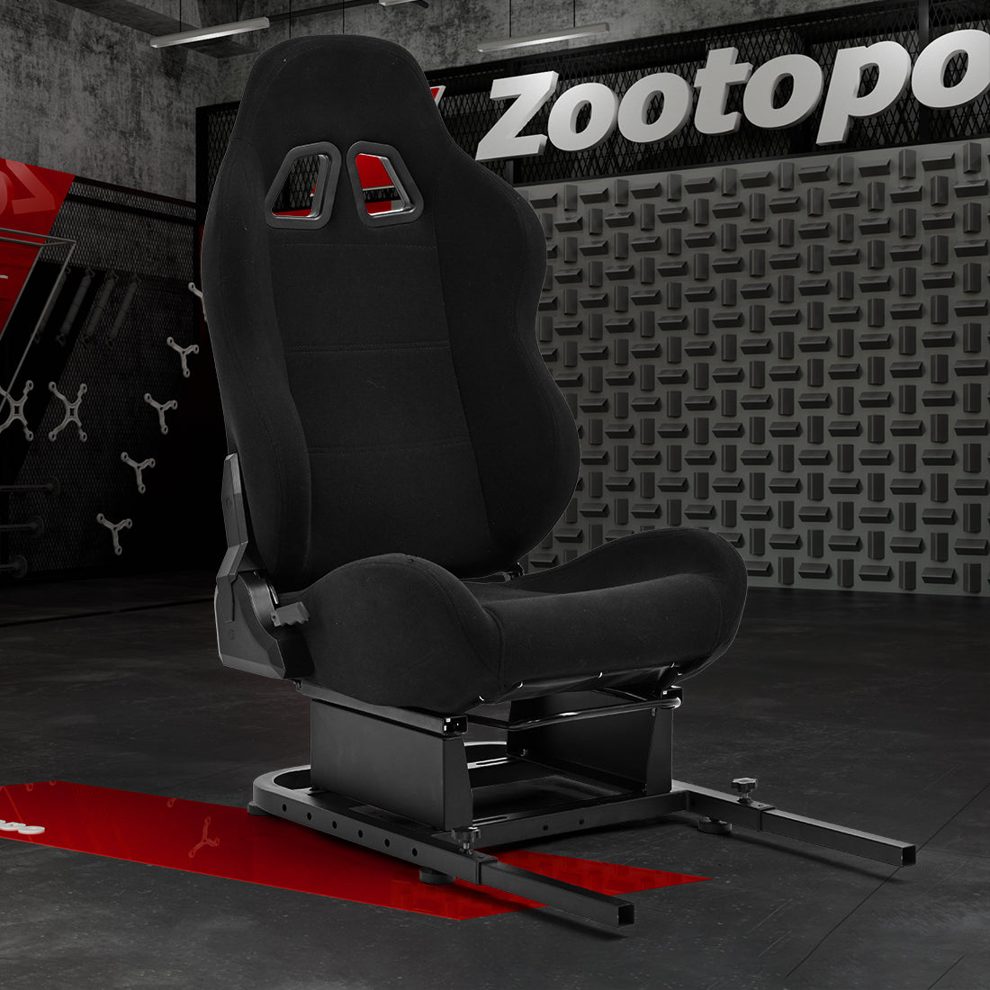 Zootopo Rear Seat Bottom Brackets of 30mm Square Tube Racing Simlator Cockpit with Black Seat， DIY Upgraded Racing Seat Gaming Steering Wheel Stand Thickened Steel Adjustable