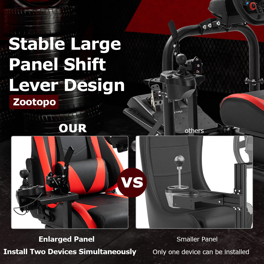 Zootopo G920 Racing Simulator Cockpit with Red Seat Frame Large Round Tube Stable and Adjustable Racing Wheel Stand Fit for Logitech G25 G27 G29 G920 Thrustmaster T80 T150 Wheel, Pedals and Shifter Not Include
