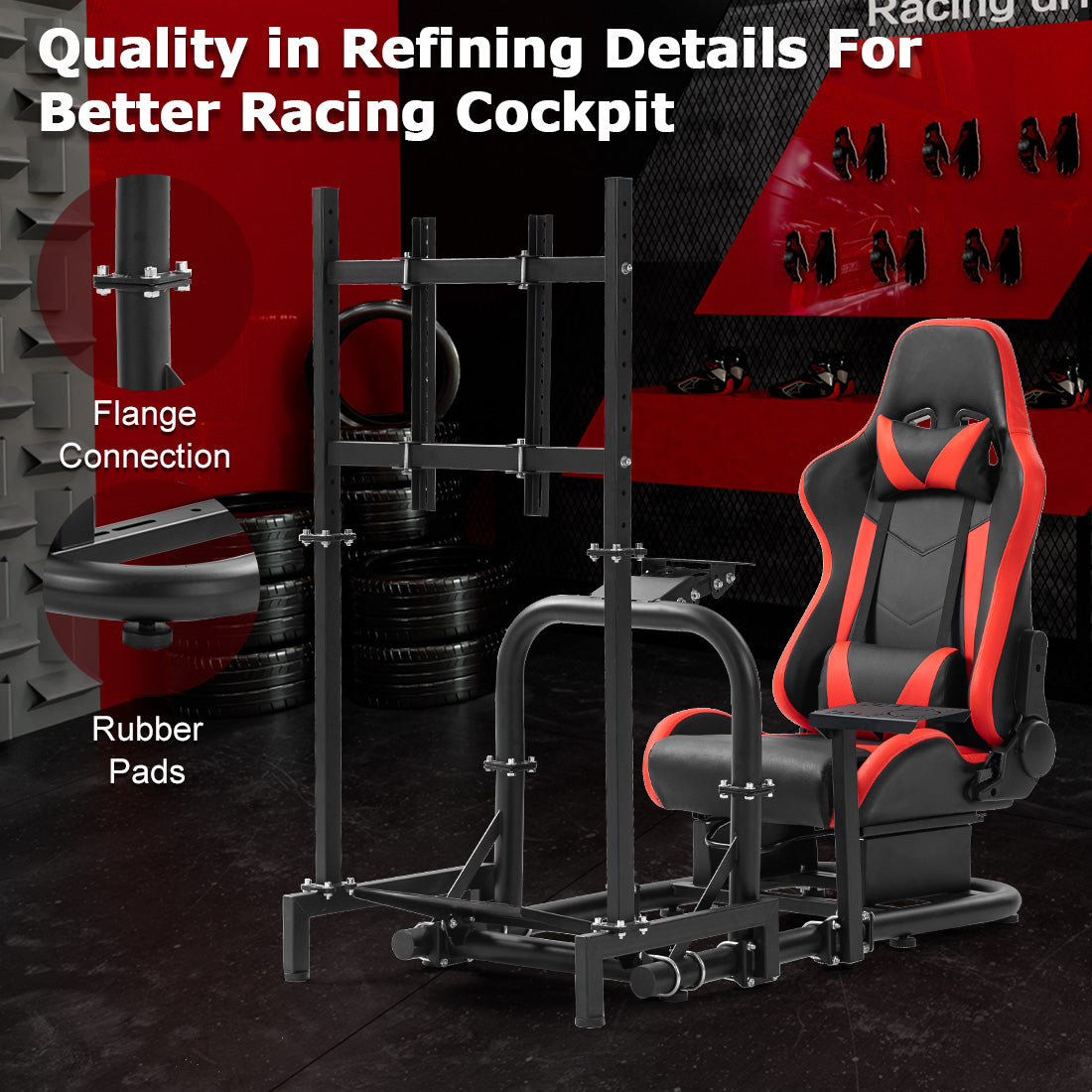 Zootopo Adjustable Racing Cockpit with TV Stand Seat Fit for Logitech,Thrustmaster,Fanatec,G920,T500,Wheel Shifter Pedals NOT Included