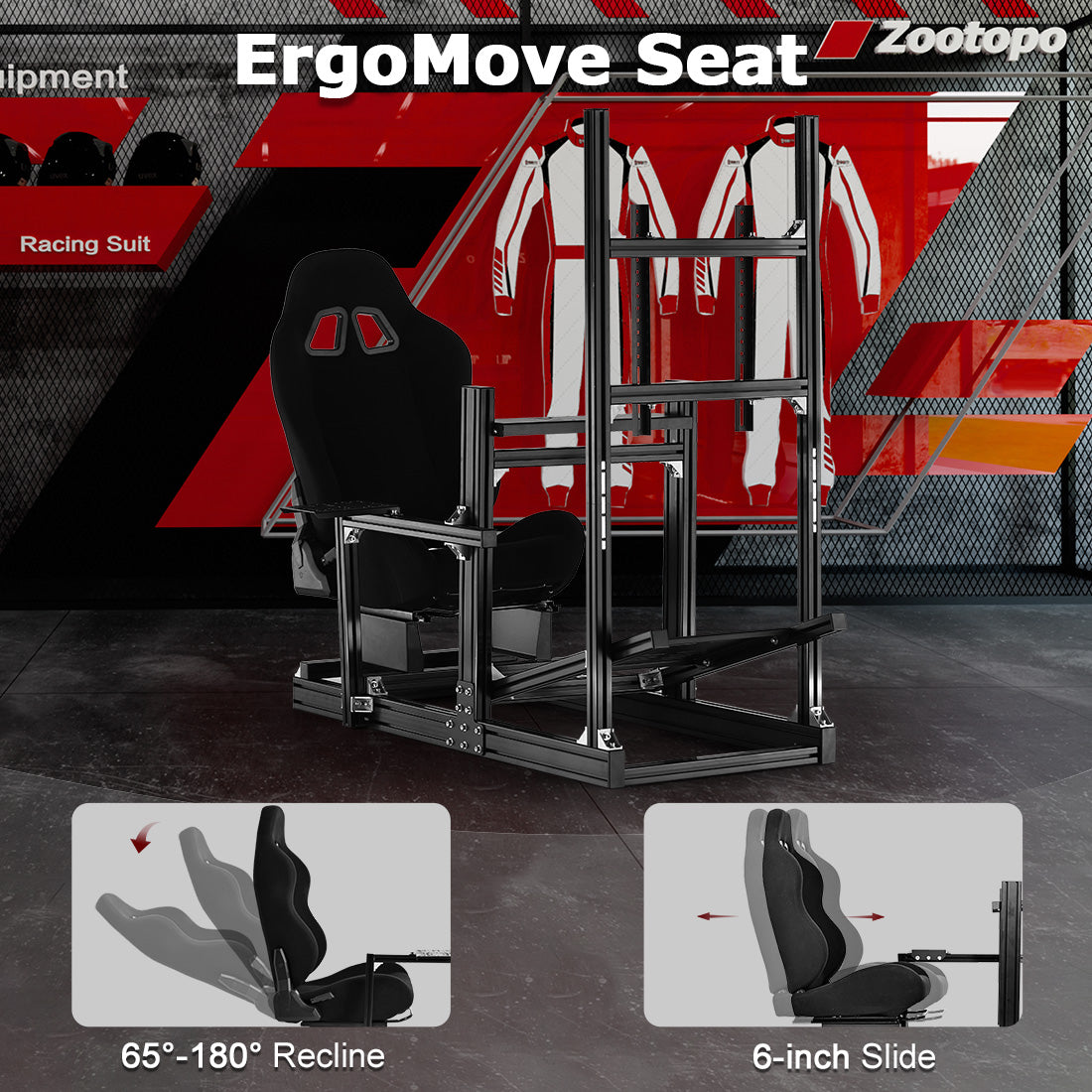Zootopo 8040 Aluminum Profile Racing Sim Cockpit with Monitor Stand Fit Logitech G923 G920, Adjuatable Gaming Simulator Cockpit Not Include Steering Wheel,Pedals,Handbrake