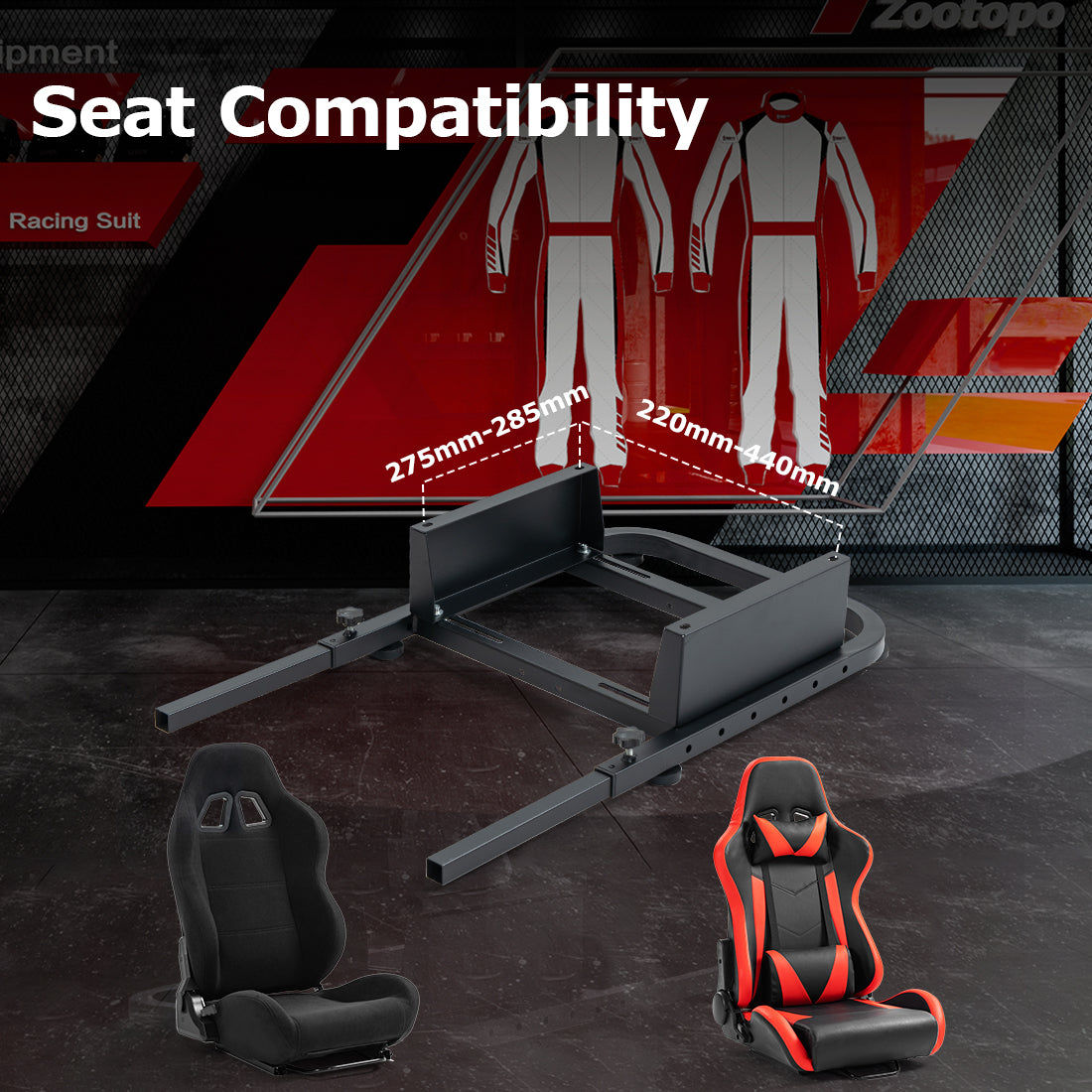 Zootopo Rear Seat Stand Racing Wheel Frame Parts/Accessories Mounting Seat Installable Most Chair Stand Simulator Cockpit Wheel and Pedals Not Included