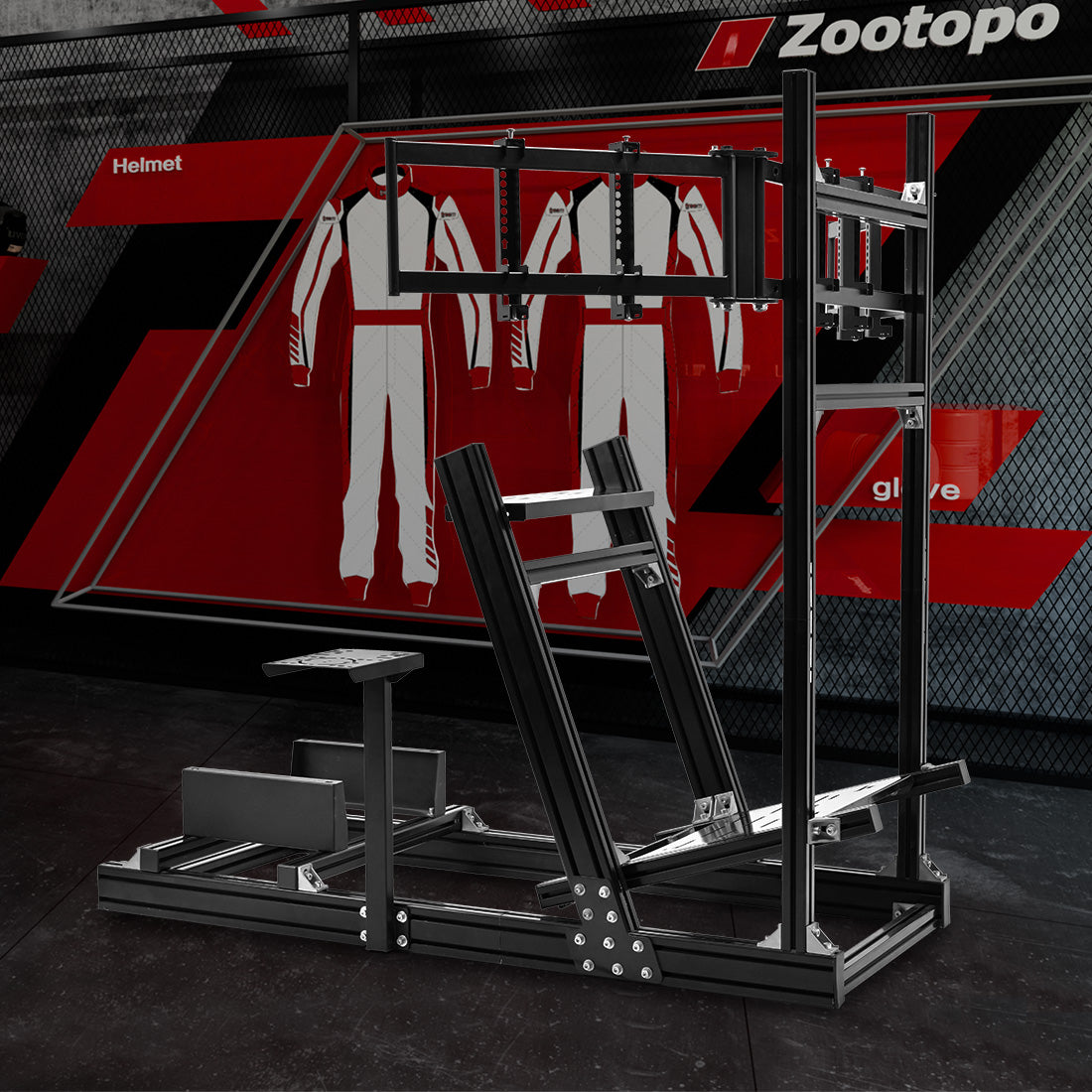 Zootopo 8040 Aluminum Profile Racing Simulator Cockpit with Triple Display Stand Fit for Logitech/Thrustmaster/Fanatec G25 G27 G29 G923 T80,F1 Trunk,No Seat,Handbrake,Pedals & Steering Wheel