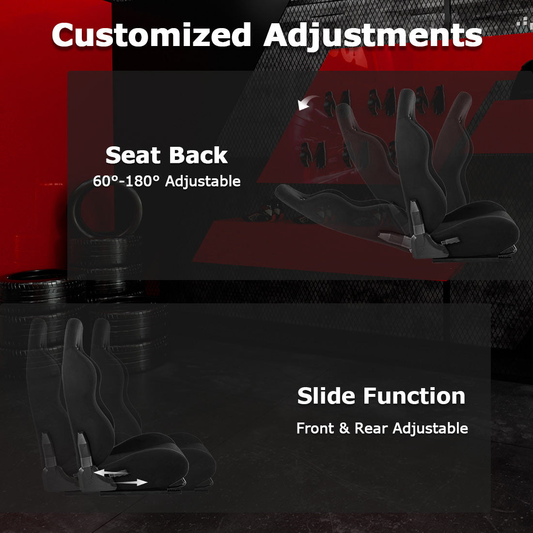 Zootopo Racing Seat with Adjustable Slide Adapt Racing Wheel Stand for Logitech G25 G27 G29 G920 Thrustmaster T80 T150 T300 T500 T300RS T500RS T-GT Racing Wheel Shifter and Pedals
