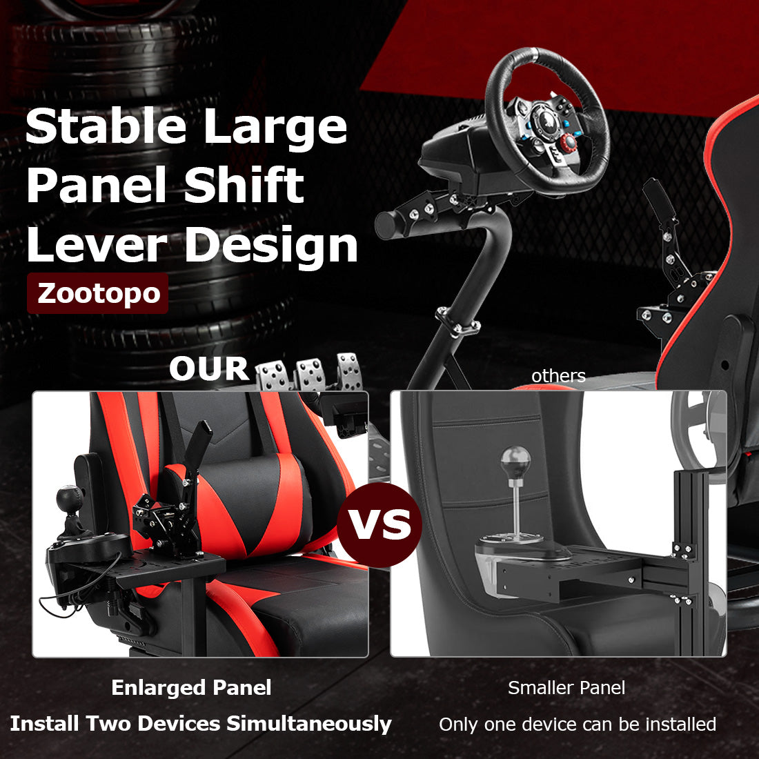 Zootopo Adjustable Racing Cockpit Red Seat Fit for Logitech, Thrustmaster,G923,G920,Wheel Shifter Pedals Not Included