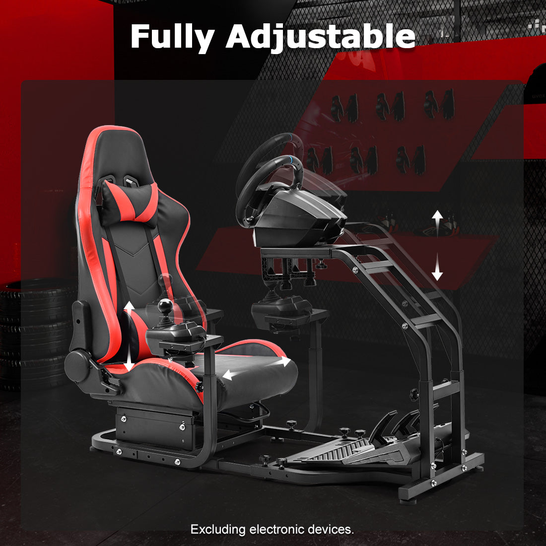 Zootopo Adjustable Racing Sim Cockpit with Red Seat Unobstructed Design for Both Legs Fit for Logitech/Thrustmaster G29 G923 G25 T80 T150 Racing Wheel Cockpit Not Include Steering Wheel,Pedals,Handbrake