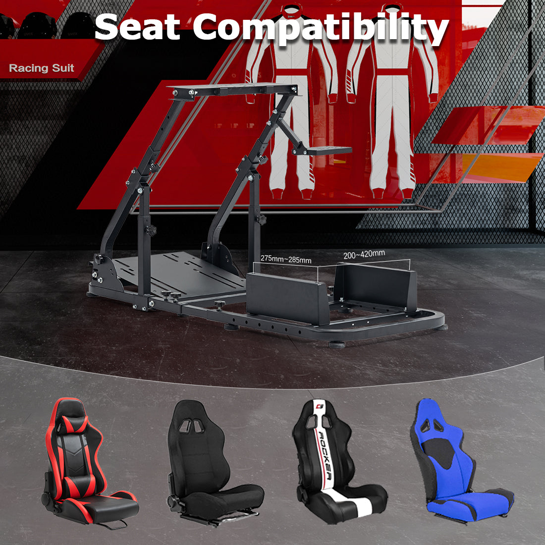Zootopo Racing Wheel Stand Fit for Logitech G25 G27 G29 G920,Unlimited Adjustment,Foldable Racing Simulator Cockpit Frame,Not Included Shifter,Wheel,Pedals